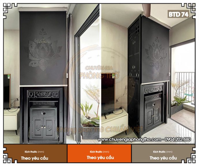 Bàn thờ màu đen mẫu hoa sen BTD74