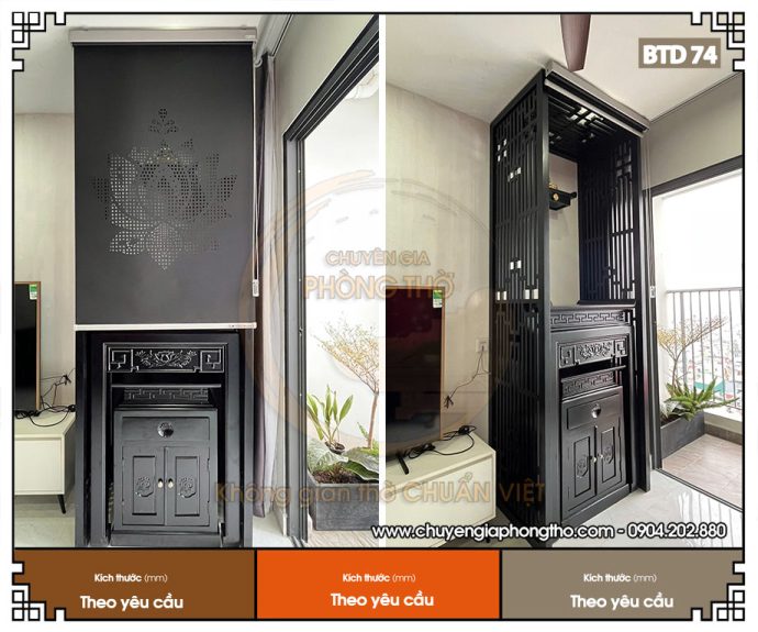 Bàn thờ màu đen mẫu hoa sen BTD74