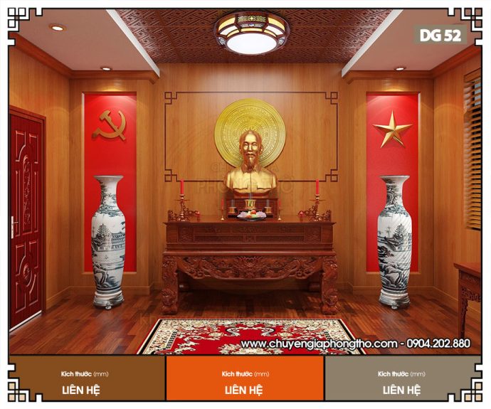 Mẫu đèn mâm ốp trần gỗ phòng thờ DG52