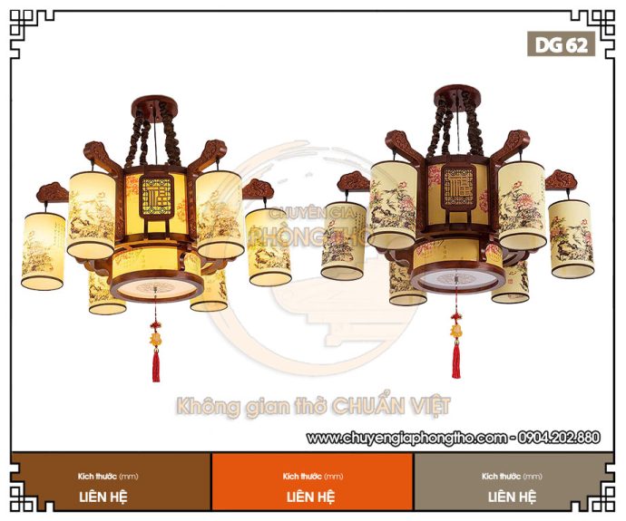Mẫu đèn chùm phòng thờ DG62 đẹp giá rẻ
