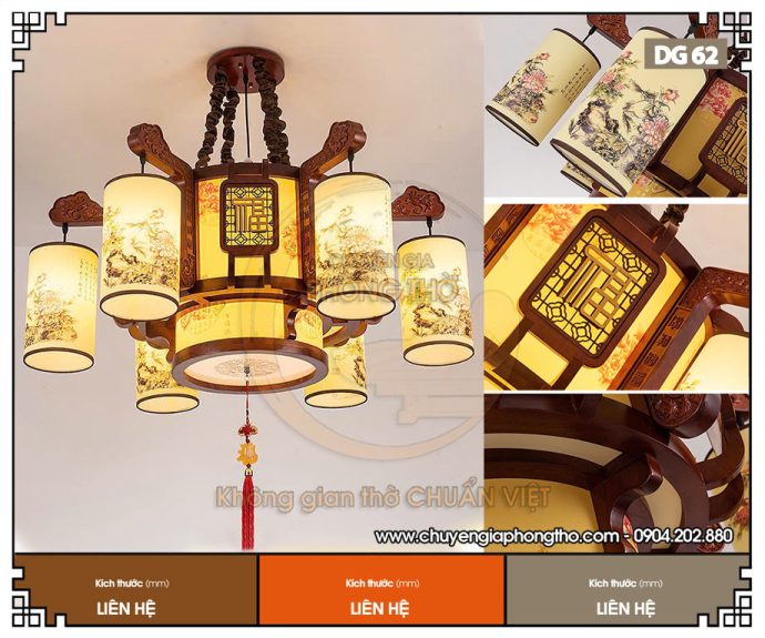 Mẫu đèn chùm phòng thờ DG62 đẹp giá rẻ