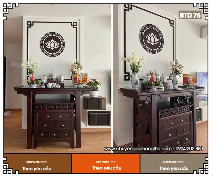 Bàn thờ nhà chung cư nhỏ hiện đại BTD76