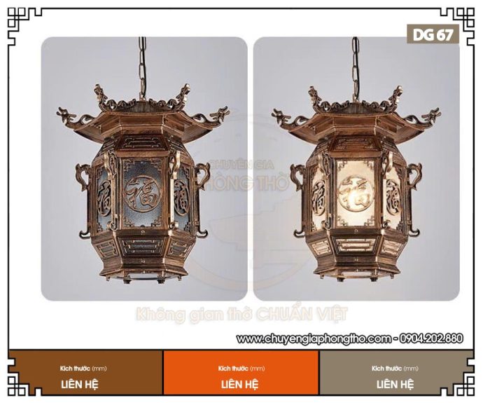 Mẫu đèn treo ngoài hiên nhà gỗ, nhà thờ họ DG67