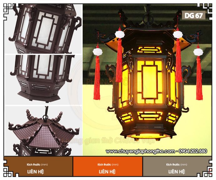 Mẫu đèn treo ngoài hiên nhà gỗ, nhà thờ họ DG67