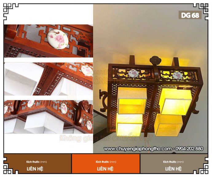 Mẫu đèn gỗ ốp trần phòng thờ DG68