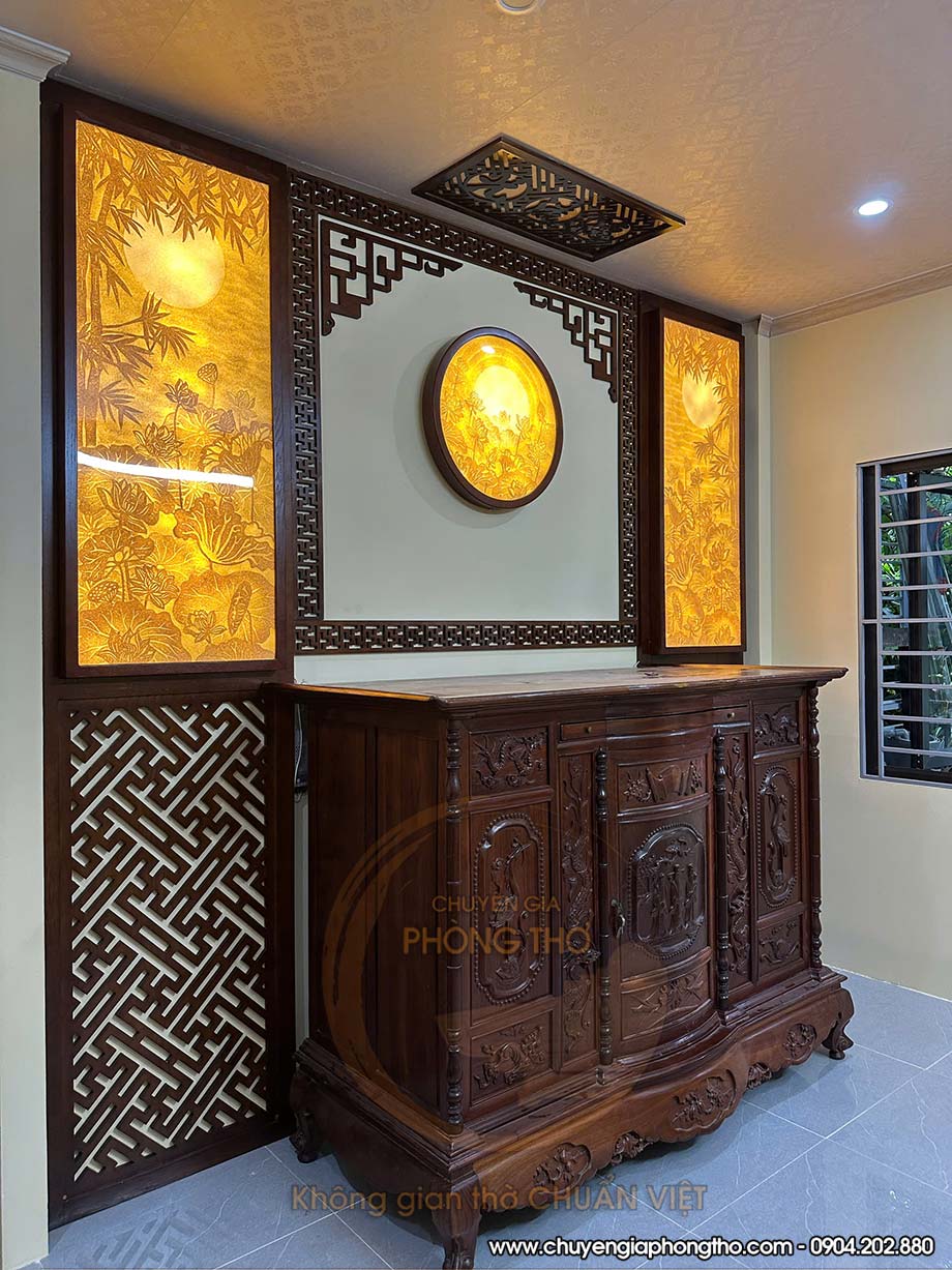 Trọn bộ tủ thờ tam đa lắp đặt tại Ba Đình Hà Nội