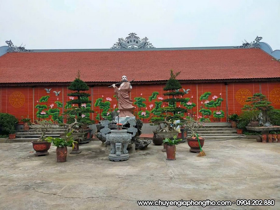 Mành trúc vẽ thủ công nghệ thuật treo nhà thờ họ