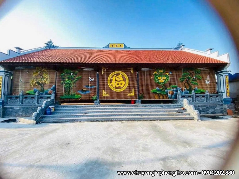 Mành trúc vẽ thủ công nghệ thuật treo nhà thờ họ