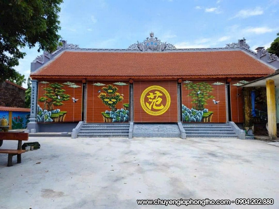 Mành trúc vẽ thủ công nghệ thuật treo nhà thờ họ