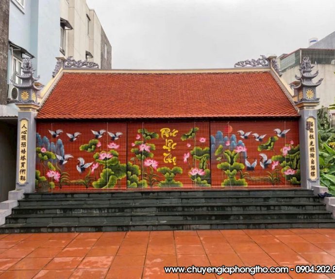 Mành trúc vẽ thủ công nghệ thuật treo nhà thờ họ