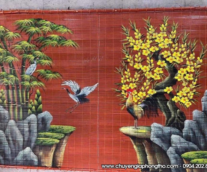 Mành trúc vẽ thủ công nghệ thuật treo nhà thờ họ