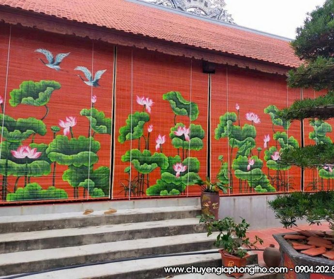 Mành trúc vẽ thủ công nghệ thuật treo nhà thờ họ