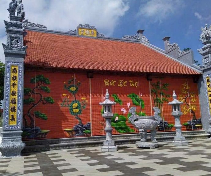 Mành trúc vẽ thủ công nghệ thuật treo nhà thờ họ