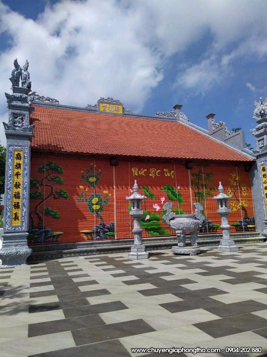 Mành trúc vẽ thủ công nghệ thuật treo nhà thờ họ