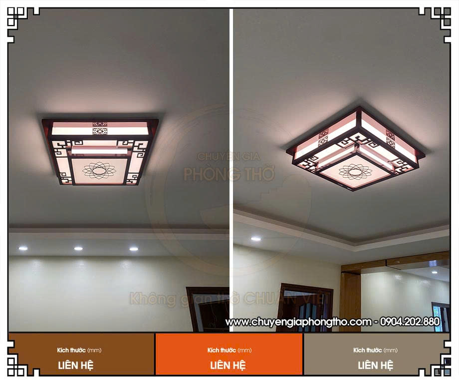 Lắp đặt đèn phòng thờ ốp trần hình vuông tại Thanh Xuân Bắc