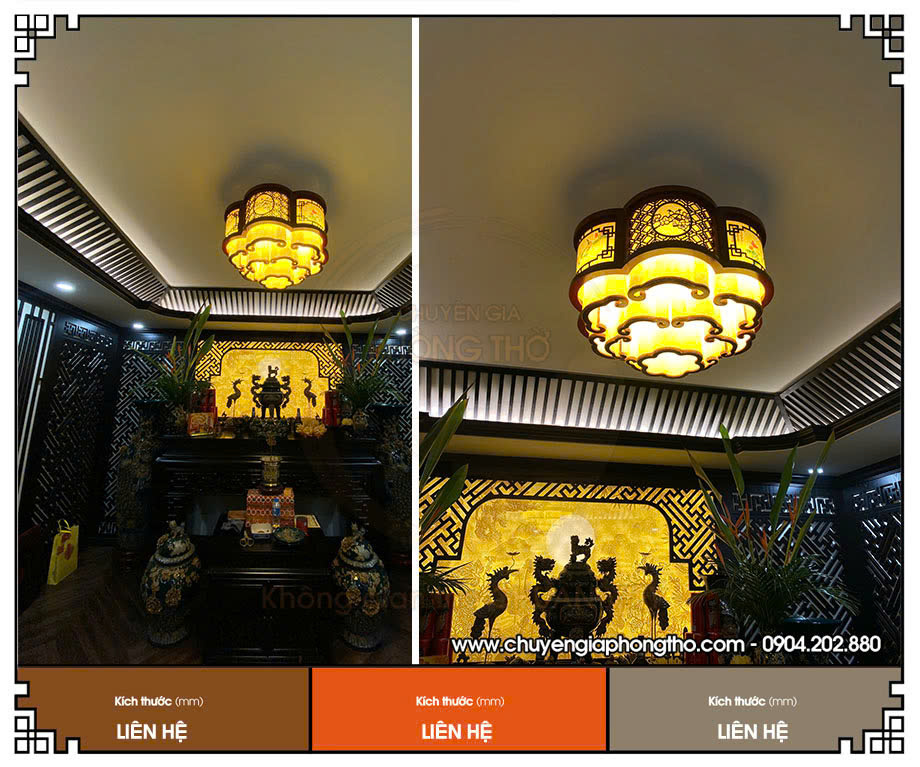 Hình ảnh thực tế đèn thả phòng thờ hình đám mây tại KĐT Ciputra