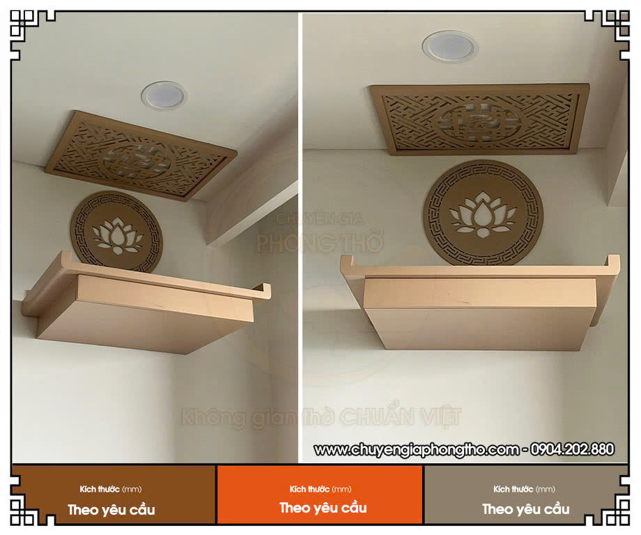 Hoàn thiện bàn thờ treo hiện đại kèm ốp hậu hoa sen tại chung cư Sapphire Palace