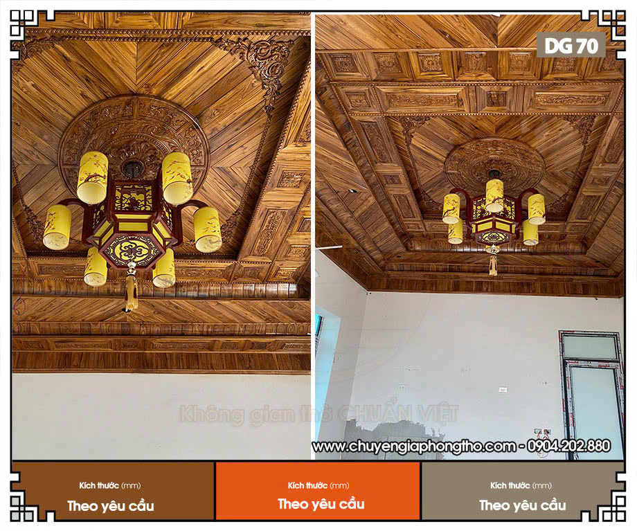 Mẫu đèn chùm phòng thờ 6 tay lắp đặt tại đường Âu Cơ