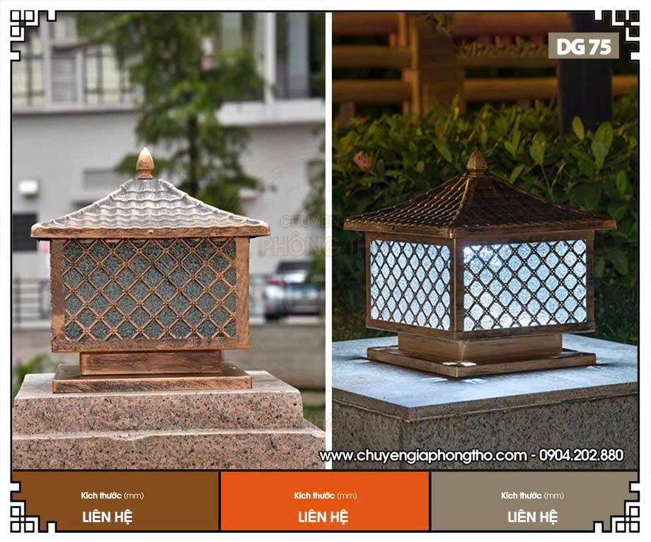Đèn trụ cổng trang trí nhà thờ họ DG75 Đèn trụ cổng trang trí nhà thờ họ DG75
