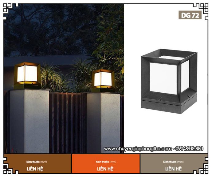 Mẫu đèn trụ cổng vuông DG72