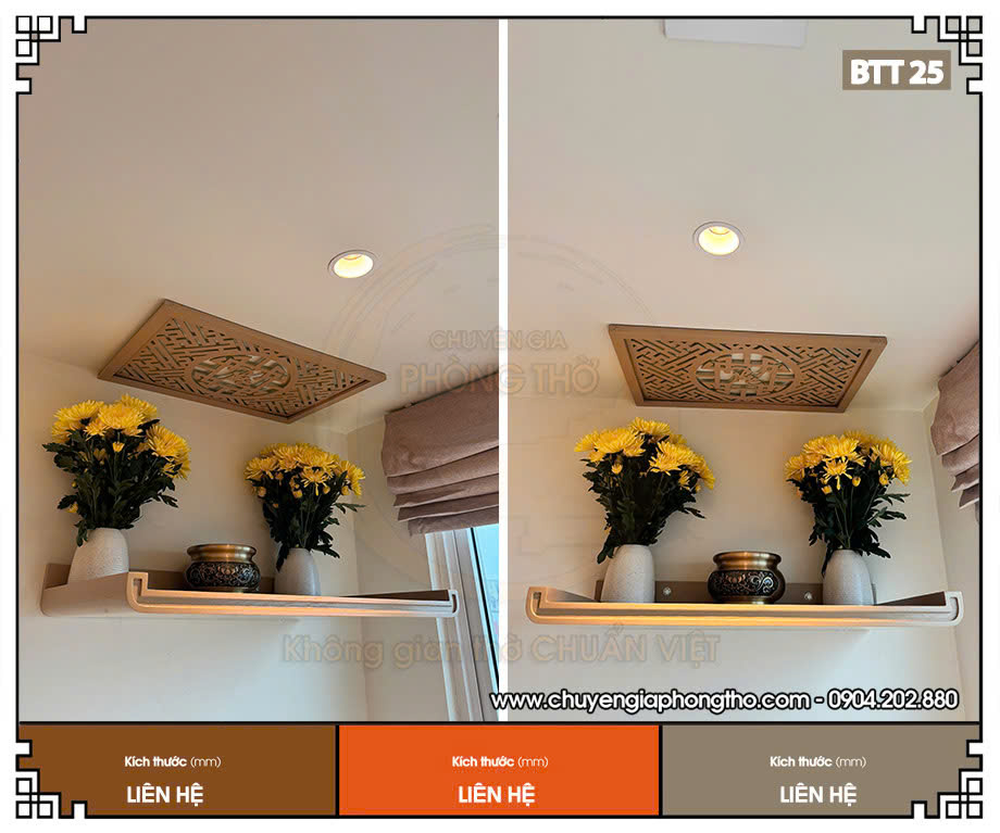 Thi công hoàn thiện bàn thờ treo tường kiểu dáng đơn giản tại Helios Tower