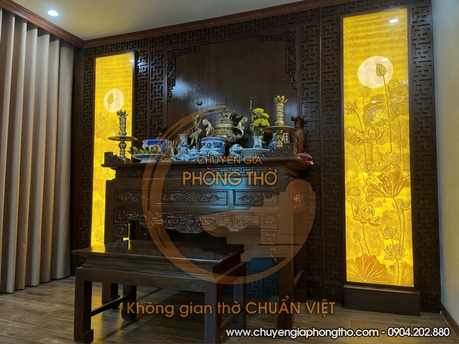 Lắp đặt bàn thờ đứng kèm vách ốp phòng thờ kết hợp tranh trúc chỉ tại Trần Quang Diệu Lắp đặt bàn thờ đứng kèm vách ốp phòng thờ kết hợp tranh trúc chỉ tại Trần Quang Diệu