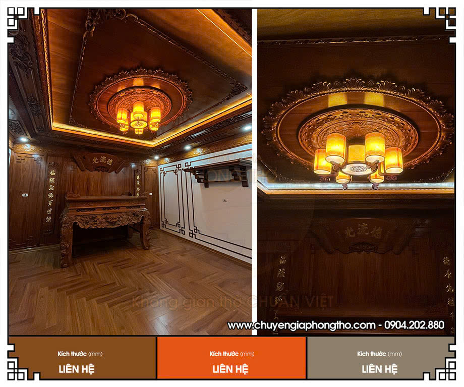 Hình ảnh thực tế đèn chùm gỗ cao cấp lắp đặt tại biệt thự Ecopark