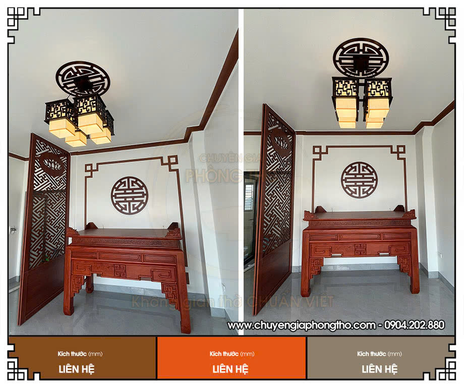 Thi công hoàn thiện đèn thả trần phòng thờ chung cư B4 Kim Liên