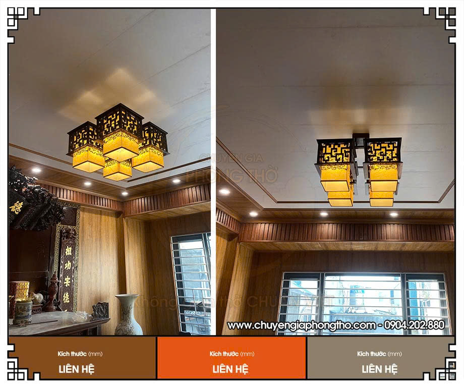 Lắp đặt đèn thả trần phòng thờ tại nhà phố Tam Khương