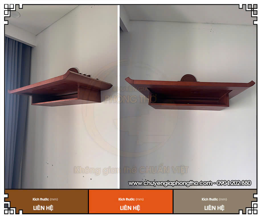 Hình ảnh thực tế mẫu bàn thờ treo tường gỗ gõ tại chung cư Times City