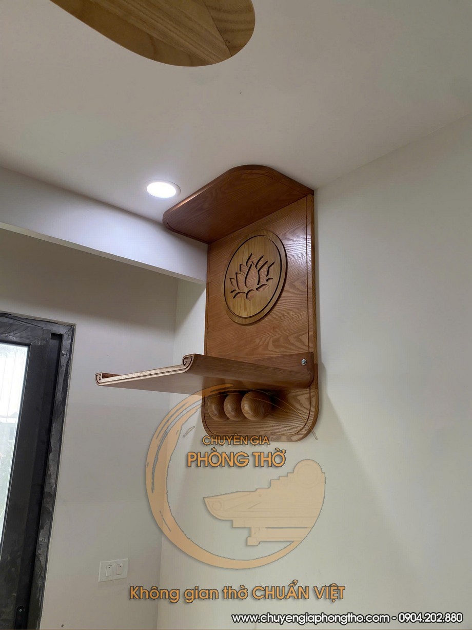 Lắp đặt bàn thờ treo đơn giản bo cong mềm mại tại chung cư The Zei Mỹ Đình