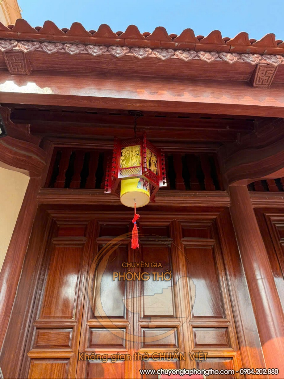 Mẫu đèn thả tre trúc khung gỗ lục giác phong cách Á Đông Mẫu đèn thả tre trúc khung gỗ lục giác trang trí nhà thờ họ tại Mỹ Đức