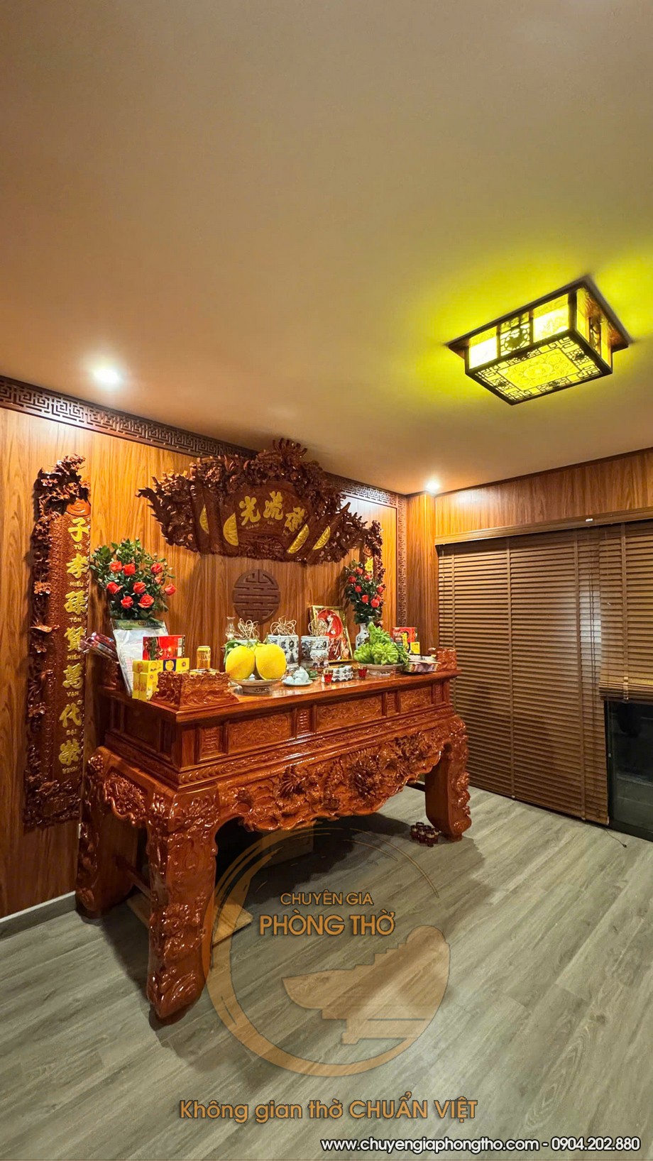 Hoàn thiện lắp đặt đèn ốp trần trúc chỉ tại nhà phố Dương Quảng Hàm