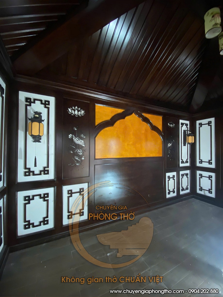 Lắp đặt đèn thả trần và đèn treo tường phòng thờ tại Đan Phượng