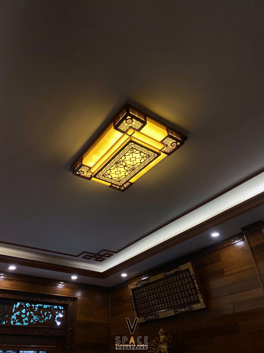 Thi công hoàn hiện đèn ốp trần phòng thờ hình chữ nhật tại đường An Dương Vương
