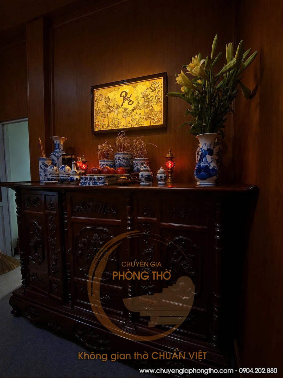 Thi công tranh trúc chỉ phòng thờ chữ Phúc tại Lai Xá Thi công tranh trúc chỉ phòng thờ chữ Phúc tại Lai Xá